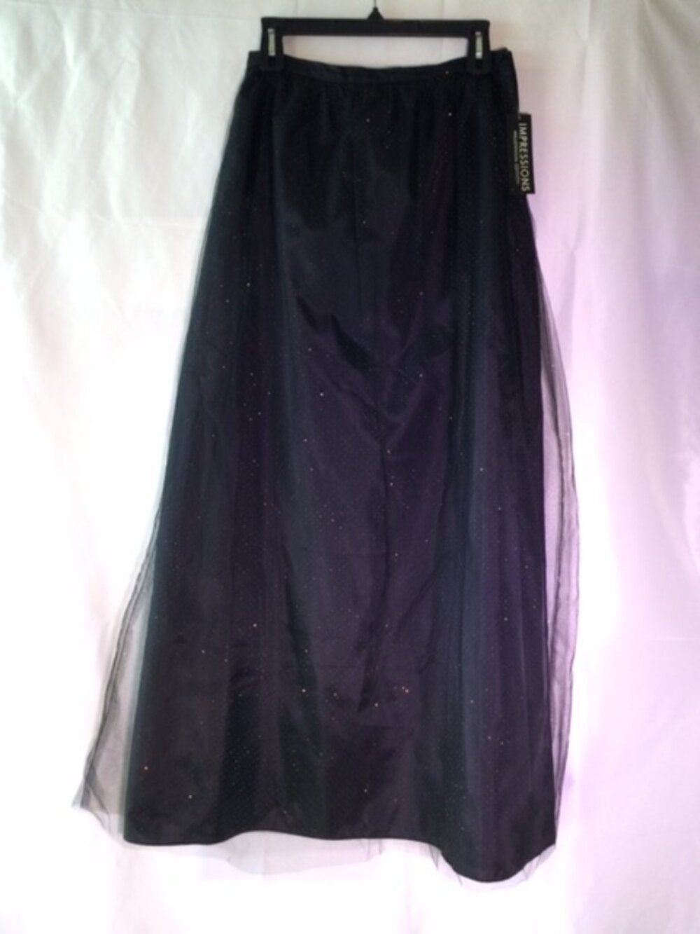 Impressions Millennium Edition Black Gold Glitter Tulle Maxi Skirt Formal